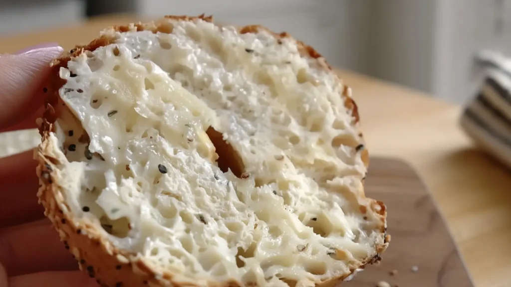 Close-up of everything bagels with crispy crust and golden color