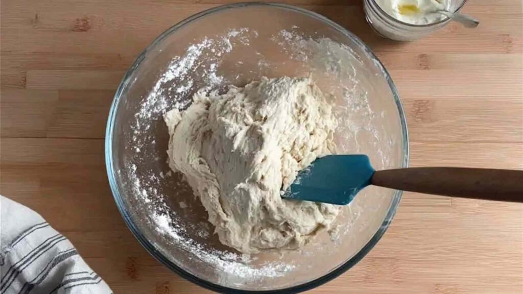 Mixing Bolted Flour Sourdough Dough