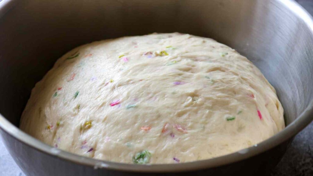 Risen Green Chile Bagel Dough