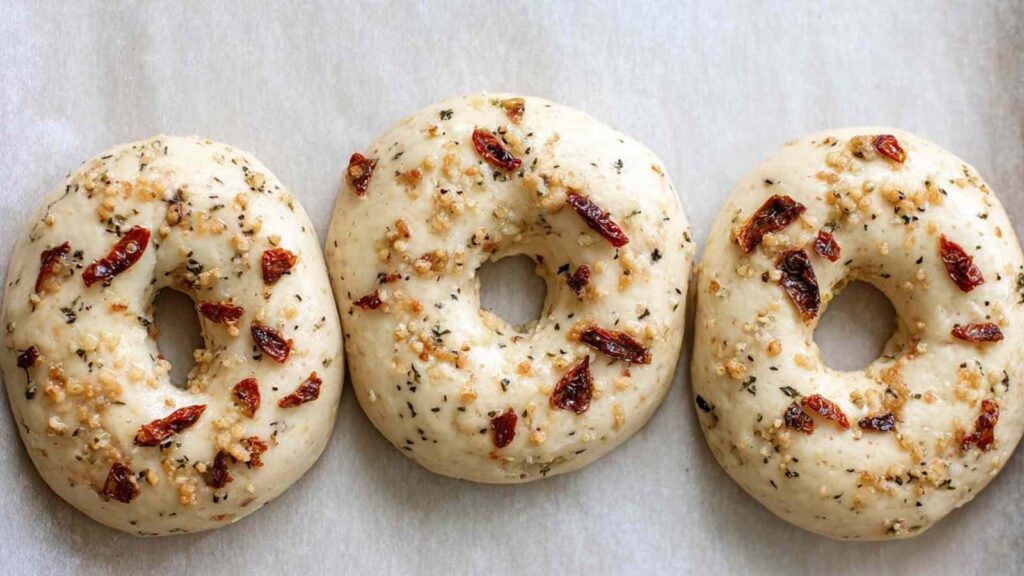 Unbaked Sun Dried Tomato Bagels