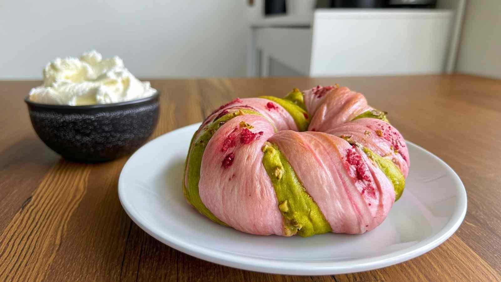 Raspberry Pistachio Sourdough Bagels