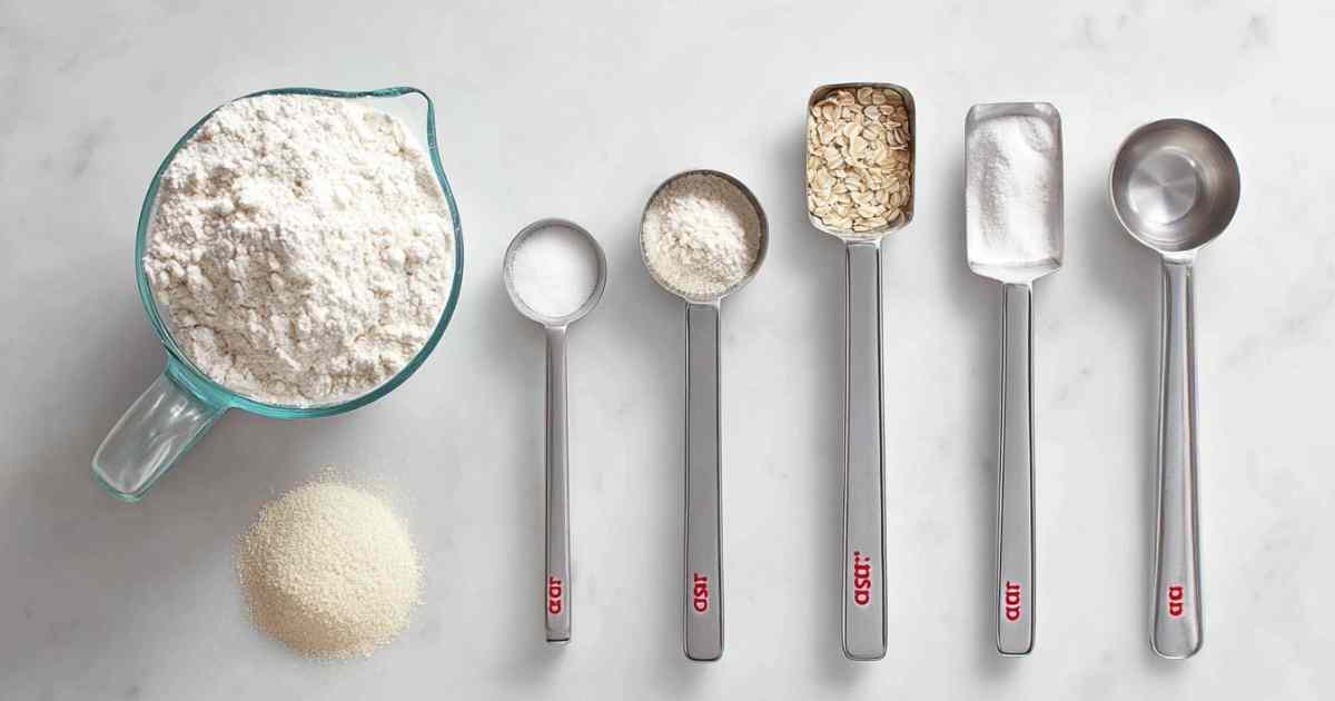 How many tablespoons in a 1 4 of a cup? Kitchen measuring cups and tablespoons showing 1/4 cup to tablespoons conversion with flour and ingredients