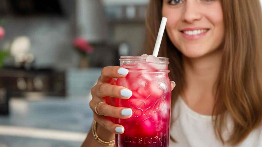Lotus Drink Recipe in 5 Minutes 17 Refreshing iced lotus drink recipe served in a mason jar with ice cubes