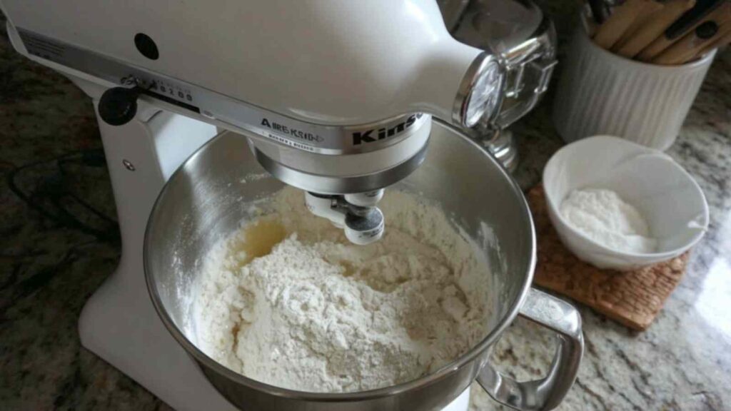 zaatar bagels mixing ingredients stand mixer
