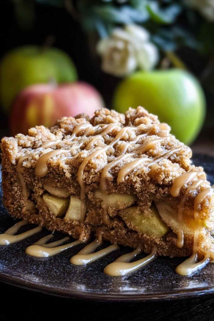 Apple Crumb Cake with Cinnamon Apple Drizzle