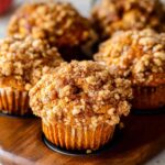 Apple pumpkin streusel muffins with golden tops and visible apple pieces