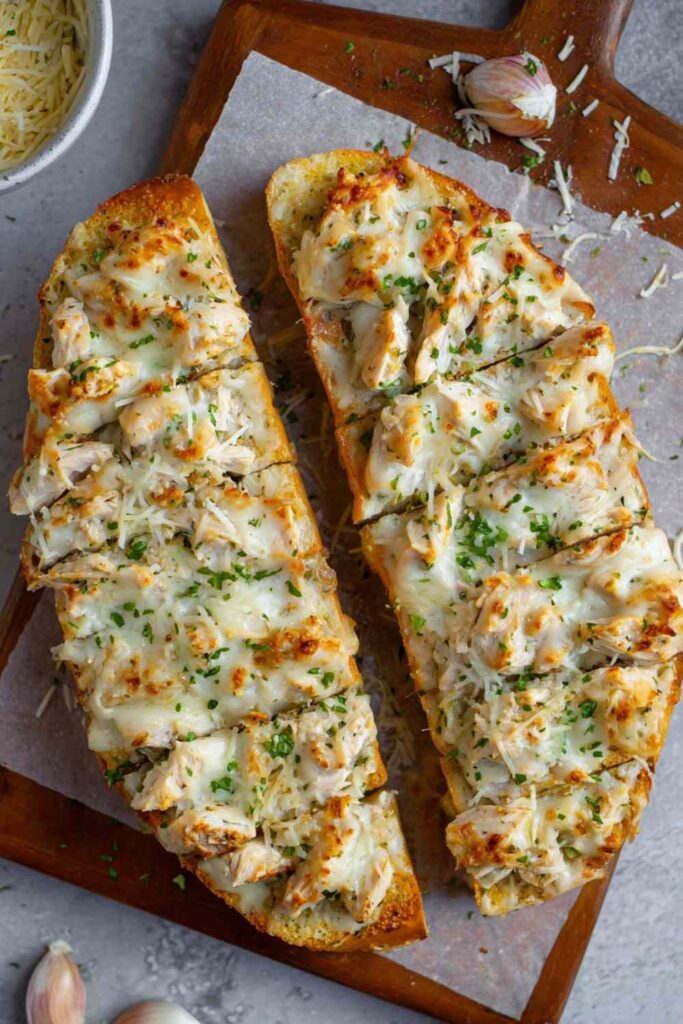 Chicken Alfredo Garlic Bread