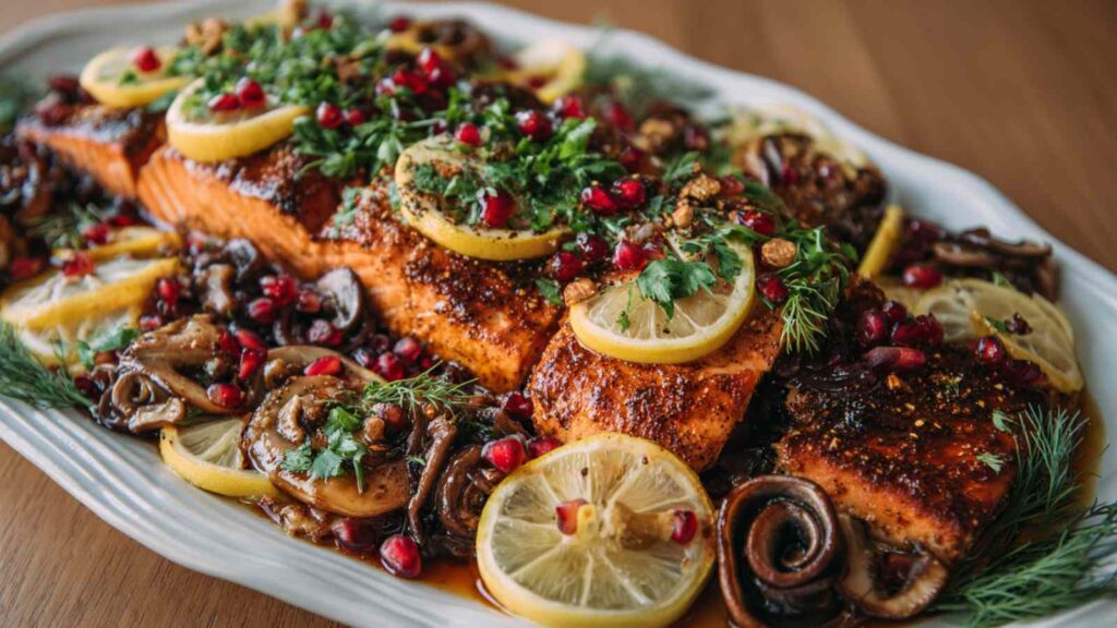 Christmas Salmon with Pomegranate Glaze – Elegant Easy Packed with Flavor