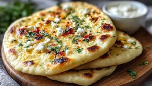 cottage cheese flatbread on parchment paper golden brown edges