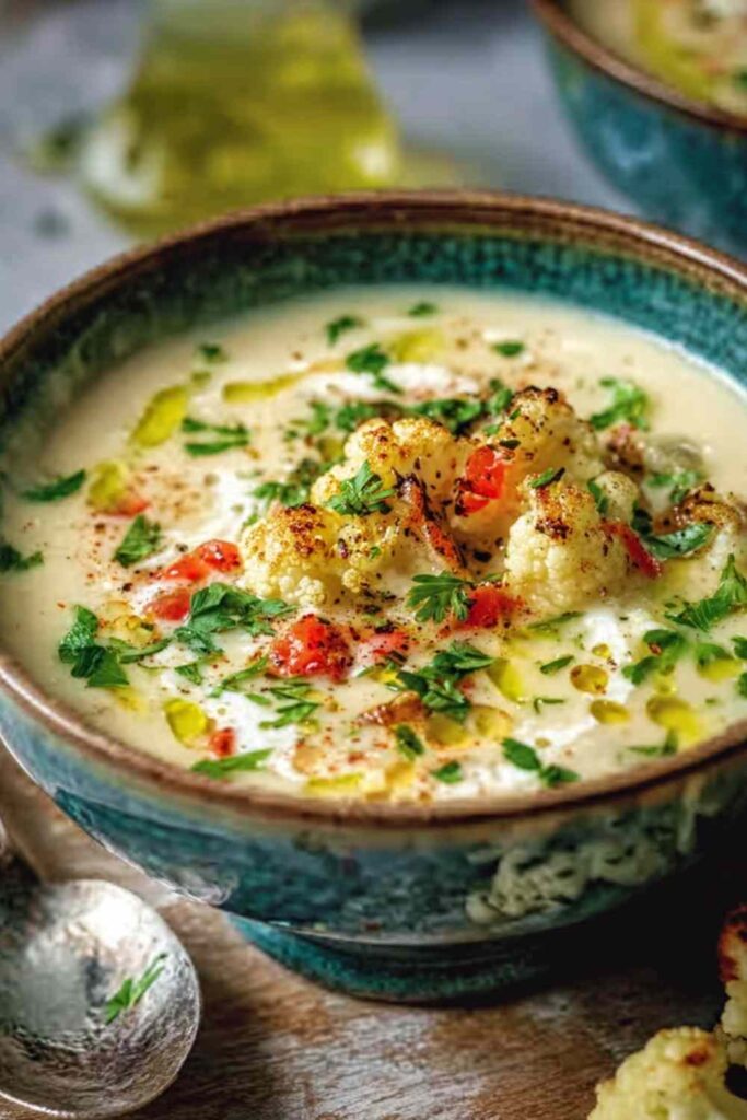 Easy Mediterranean Cauliflower Soup Recipe Creamy Healthy