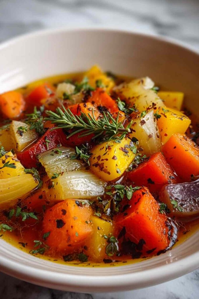 Easy Roasted Winter Vegetable Soup - Cozy Comfort Food Recipe.