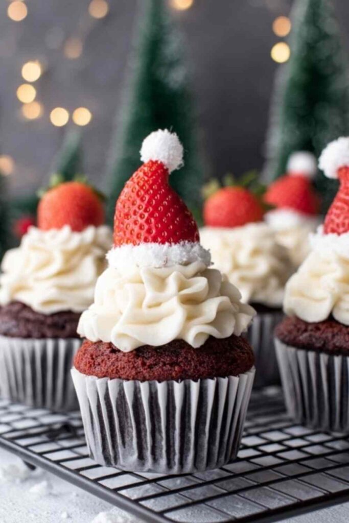 Easy Santa Hat Chocolate Cupcakes 1