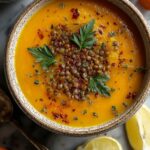 Easy Spiced Carrot and Lentil Soup Recipe - Healthy Fall Comfort Food.