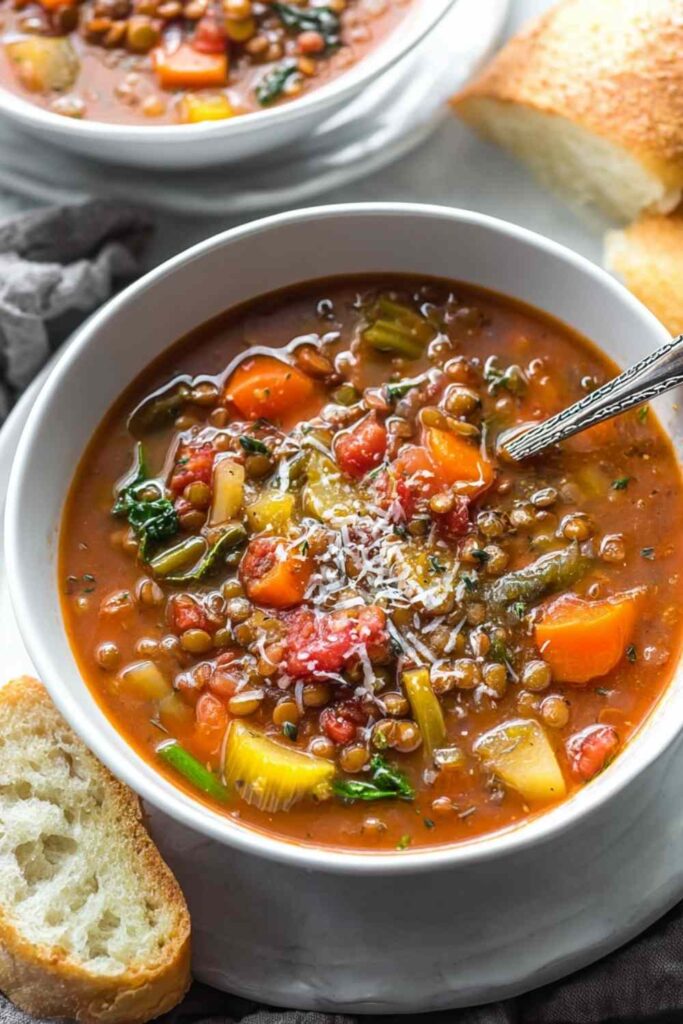 Hearty Minestrone Lentil Soup (High Protein, One-Pot Recipe!).