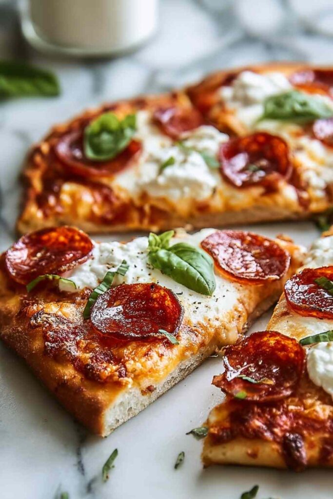 Hot Honey Pizza Pepperoni Ricotta Flatbread