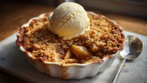 Perfect apple crumble recipe with golden crispy oat topping and tender apples