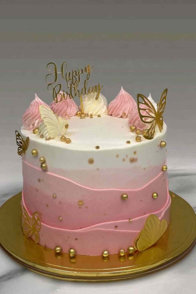 Pink Butterfly Birthday Cake