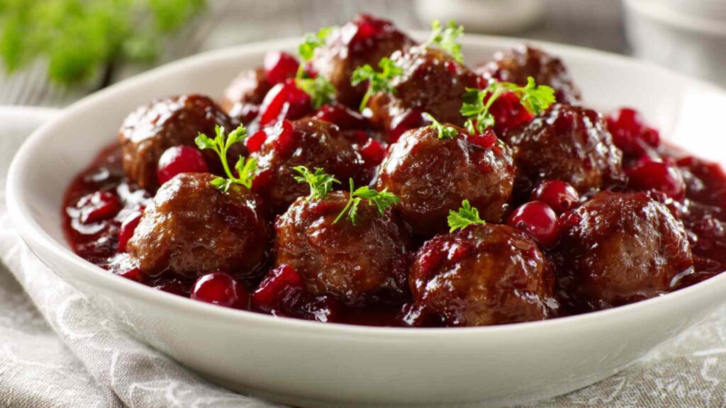 Quick Christmas Cranberry Beef Meatballs 1