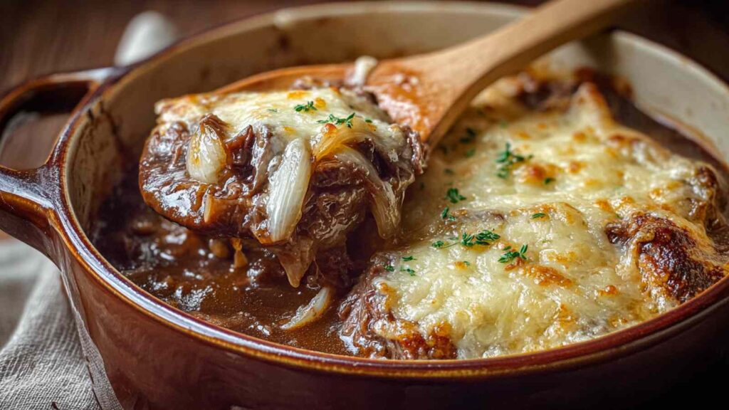 Savory French Onion Pot Roast with Mashed Potatoes