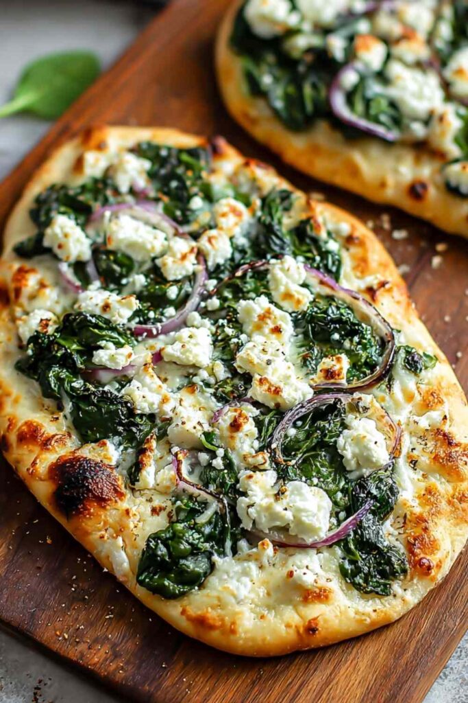 Spinach and Feta Flatbread Pizza
