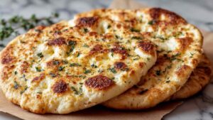 viral cottage cheese flatbread golden brown on baking sheet