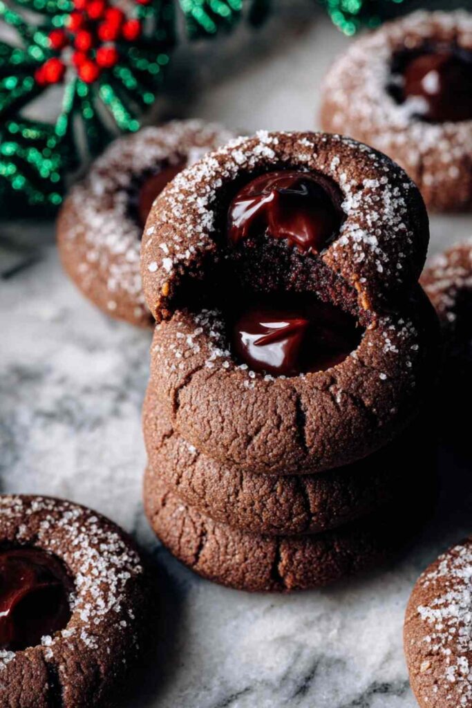 chocolate-thumbprint-cookies-with-ganache-on-cooling-rack