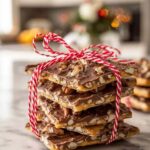Christmas crack saltine cracker toffee broken into pieces showing layers