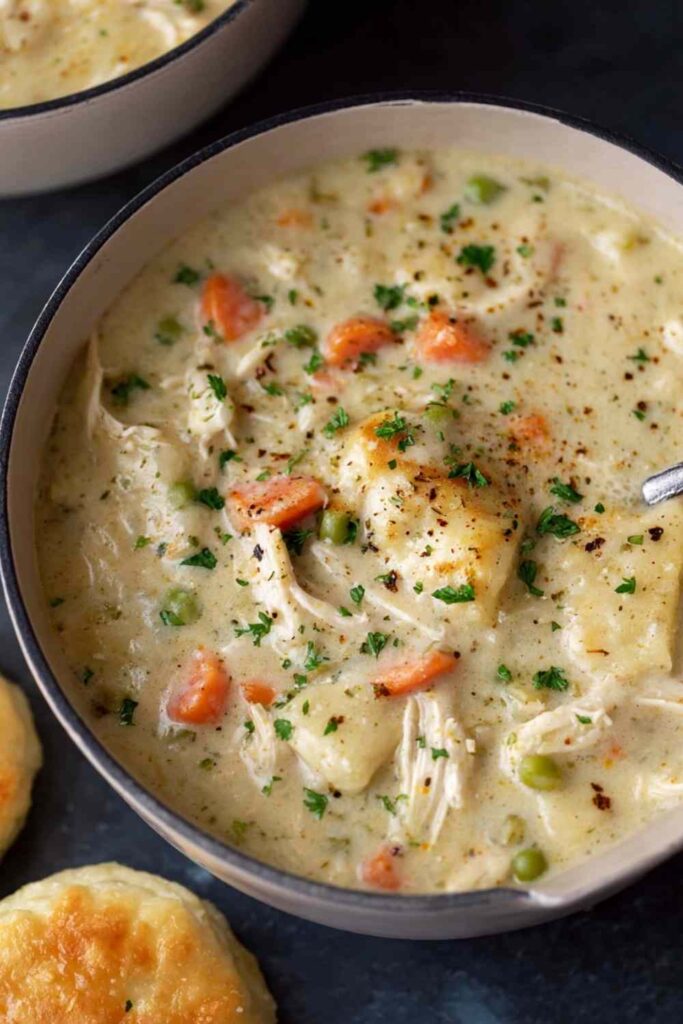 healthy chicken pot pie soup