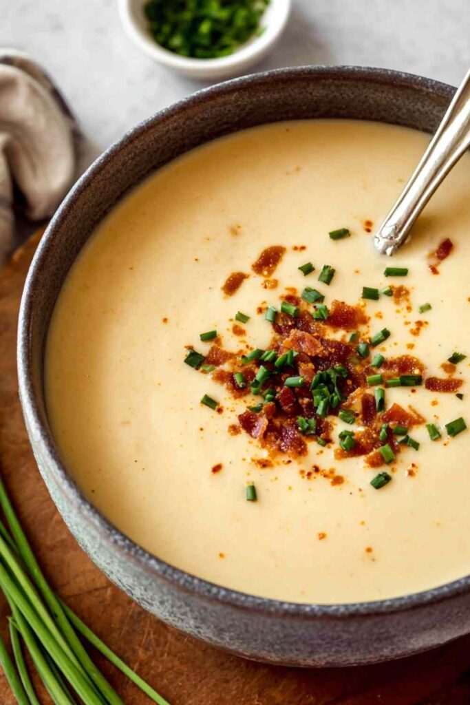 high protein cream potato soup bowl