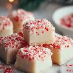 Peppermint meltaways cookies with white frosting and crushed candy garnish on holiday plate