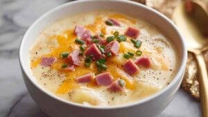 Cheesy Crockpot Potato Soup with Ham Cheesy Crockpot Potato Soup with Ham (Easy Slow Cooker Recipe)