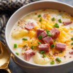 Cheesy Crockpot Potato Soup with Ham (Easy Slow Cooker Recipe).