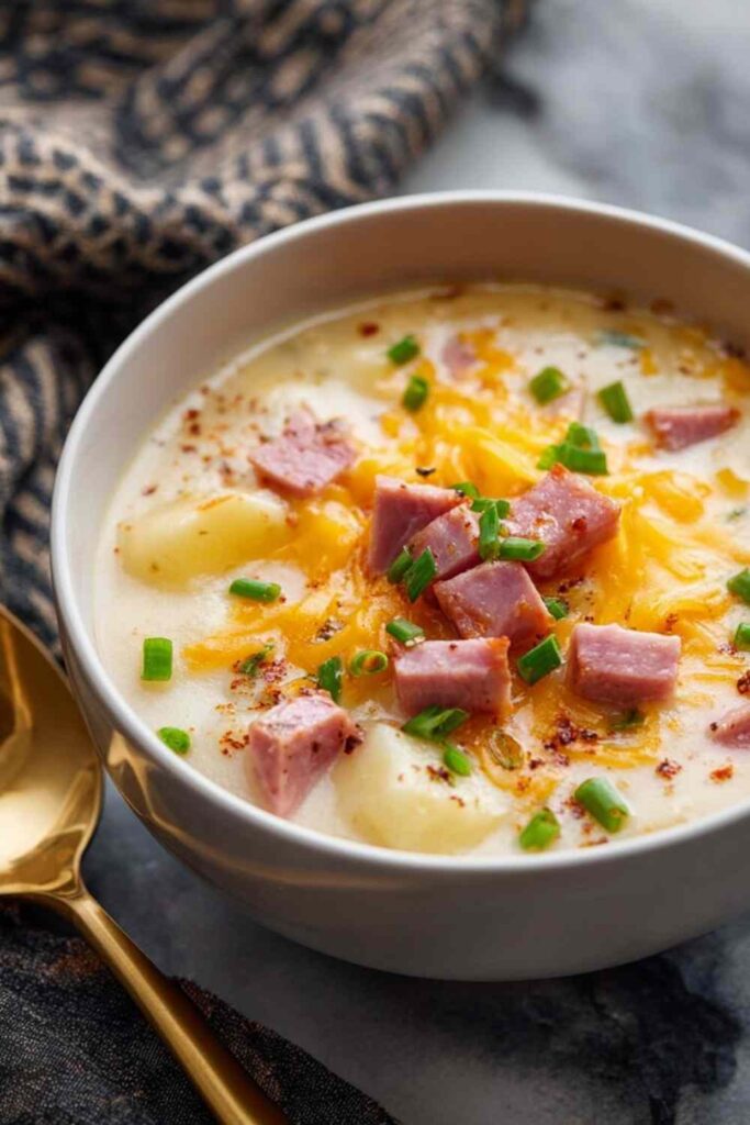 Cheesy Crockpot Potato Soup with Ham 4 Cheesy Crockpot Potato Soup with Ham (Easy Slow Cooker Recipe).