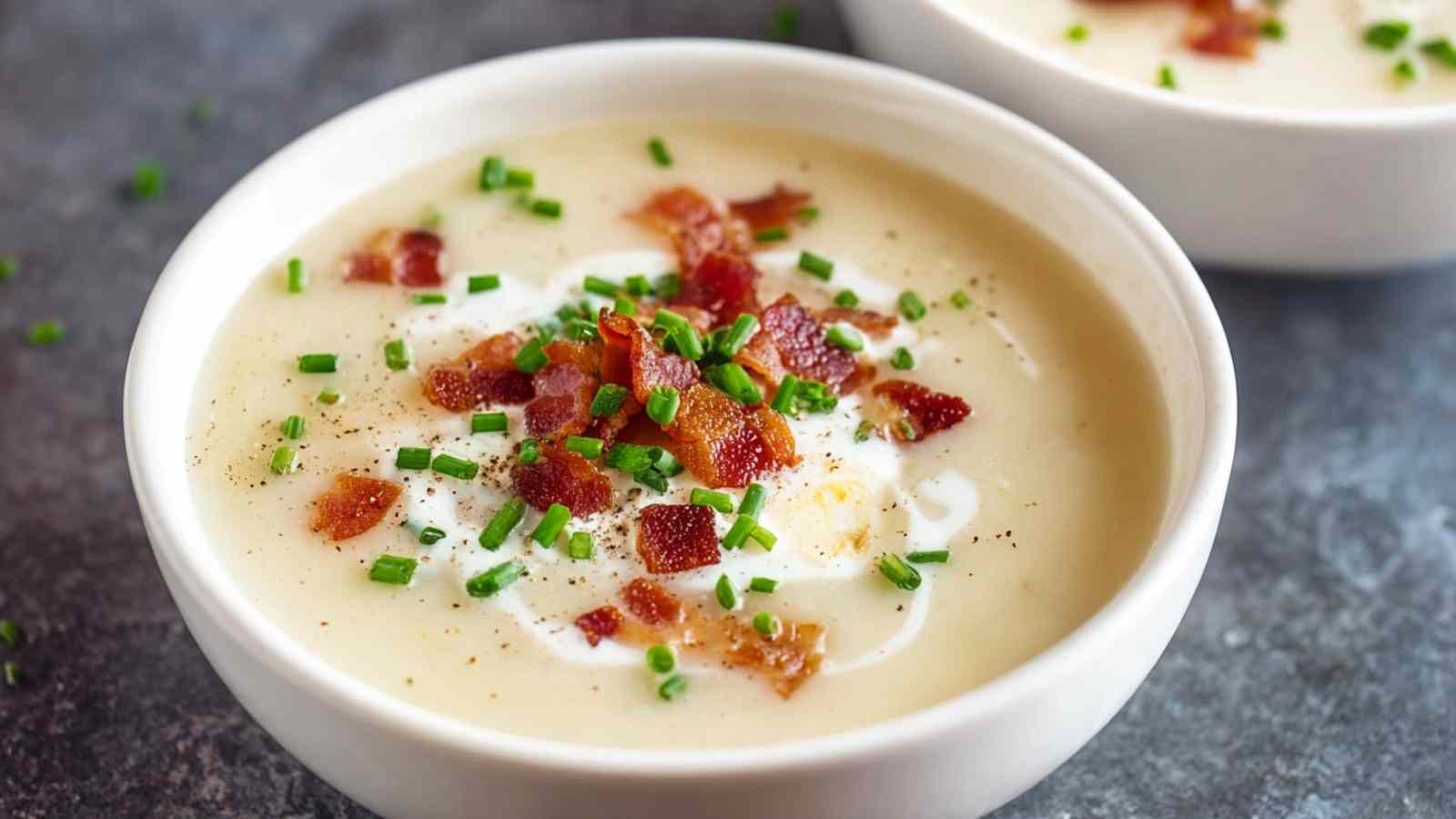Creamy Dairy-Free Baked Potato Soup (Whole30 + Paleo!).