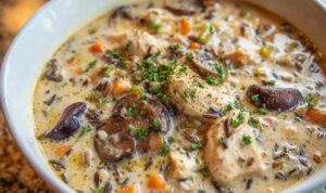 Creamy Mushroom Chicken Wild Rice Soup recipe