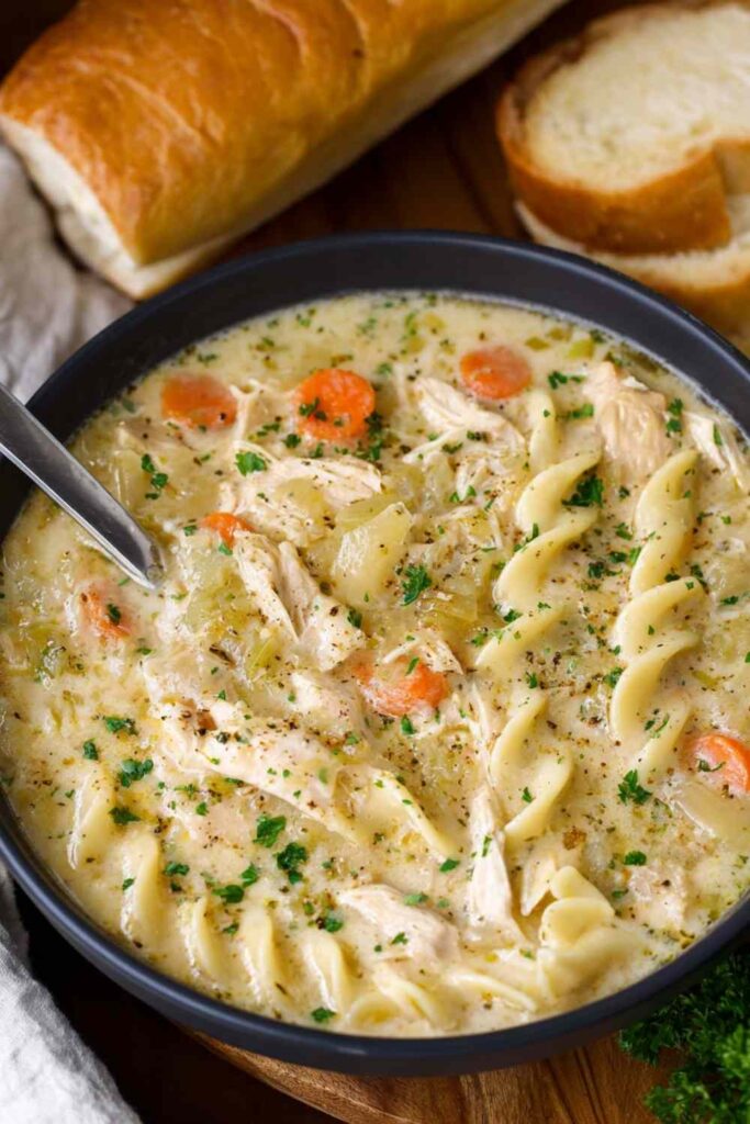 Crockpot Creamy Chicken Noodle Soup 4 Crockpot Creamy Chicken Noodle Soup 1