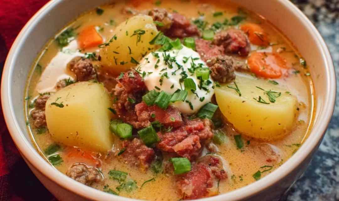 Crockpot Creamy Potato Hamburger Soup