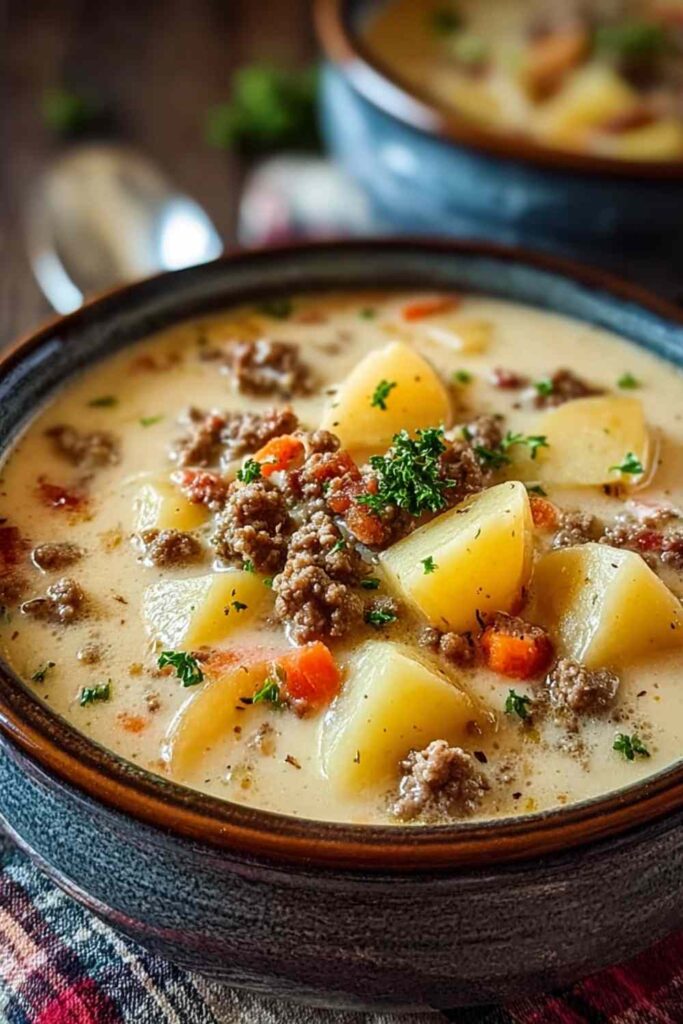 Crockpot Creamy Potato Hamburger Soup 4 Crockpot Creamy Potato Hamburger Soup 2 1