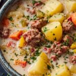 Crockpot Creamy Potato Hamburger Soup