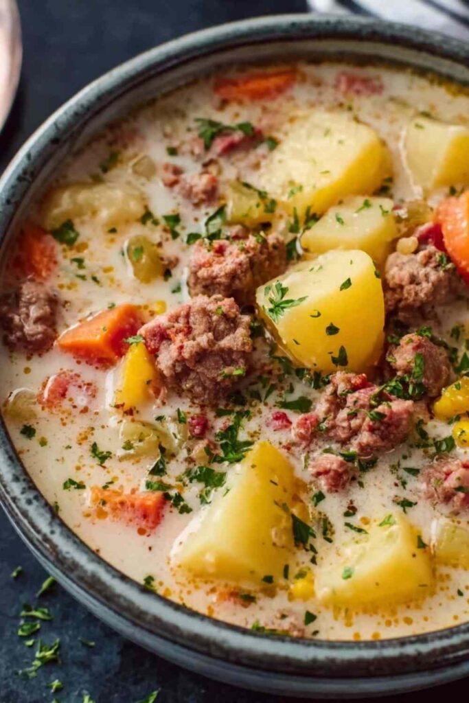 Crockpot Creamy Potato Hamburger Soup 4 Crockpot Creamy Potato Hamburger Soup 2