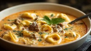 Creamy Sausage Tortellini Soup Easy Creamy Sausage Tortellini Soup (One Pot Wonder!).