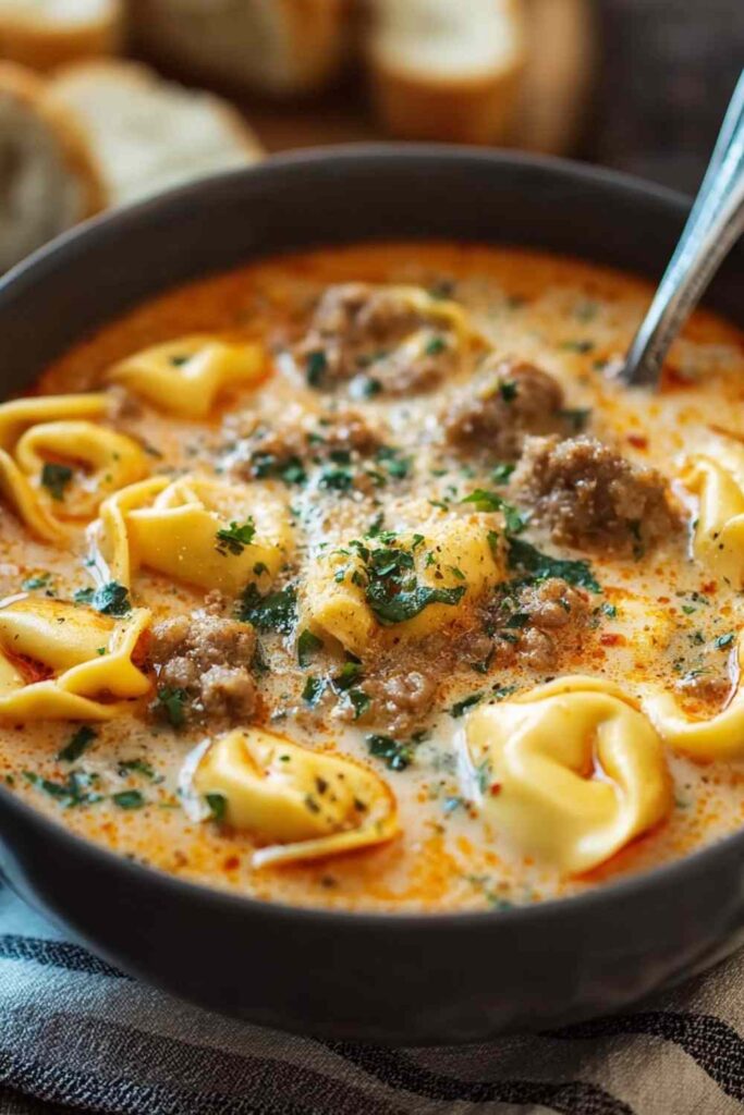 Easy Creamy Sausage Tortellini Soup One Pot Wonder
