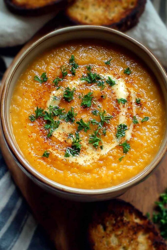 Easy One Pot Creamy Carrot Lentil Soup (Vegan + Gluten Free).