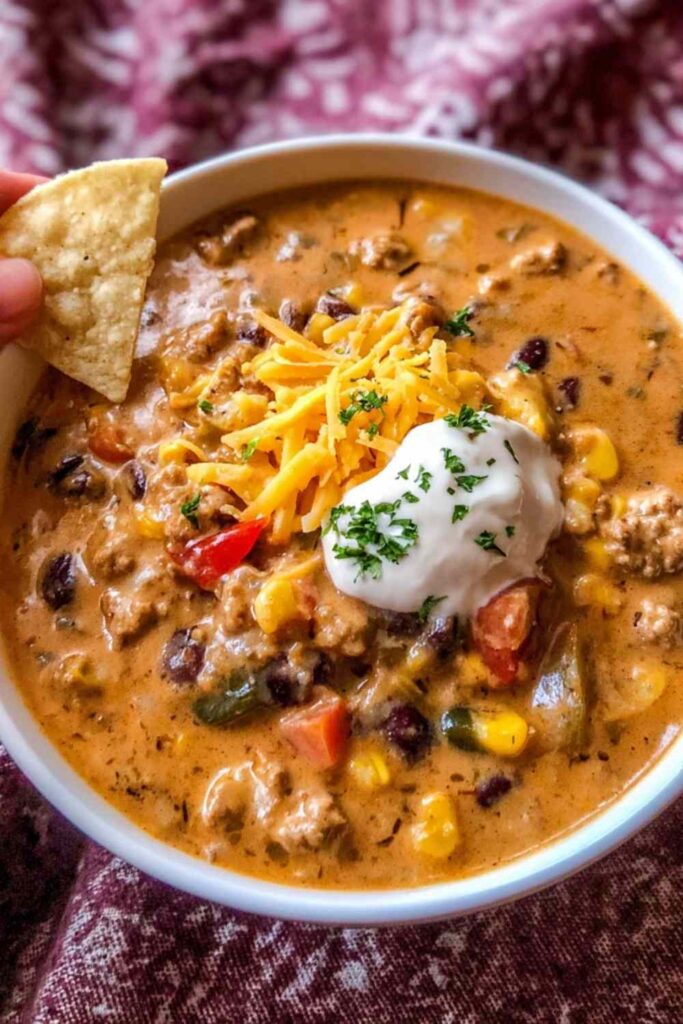 High Protein Creamy Taco Soup