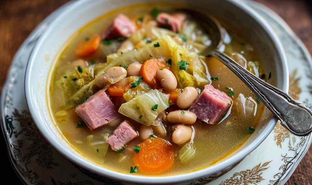 Smoked Ham Hock and Bean Cabbage Soup also known as Garbure is beloved French dish celebrating simplicity and bold flavors. Slow simmering ham hock infuses broth with smoky richness