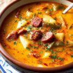 Spanish Potato Soup with Chorizo - Easy Comfort Food Recipe.