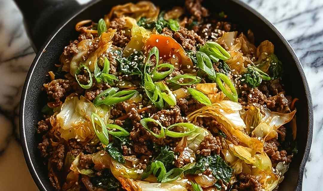 Asian-Inspired Beef & Cabbage Skillet