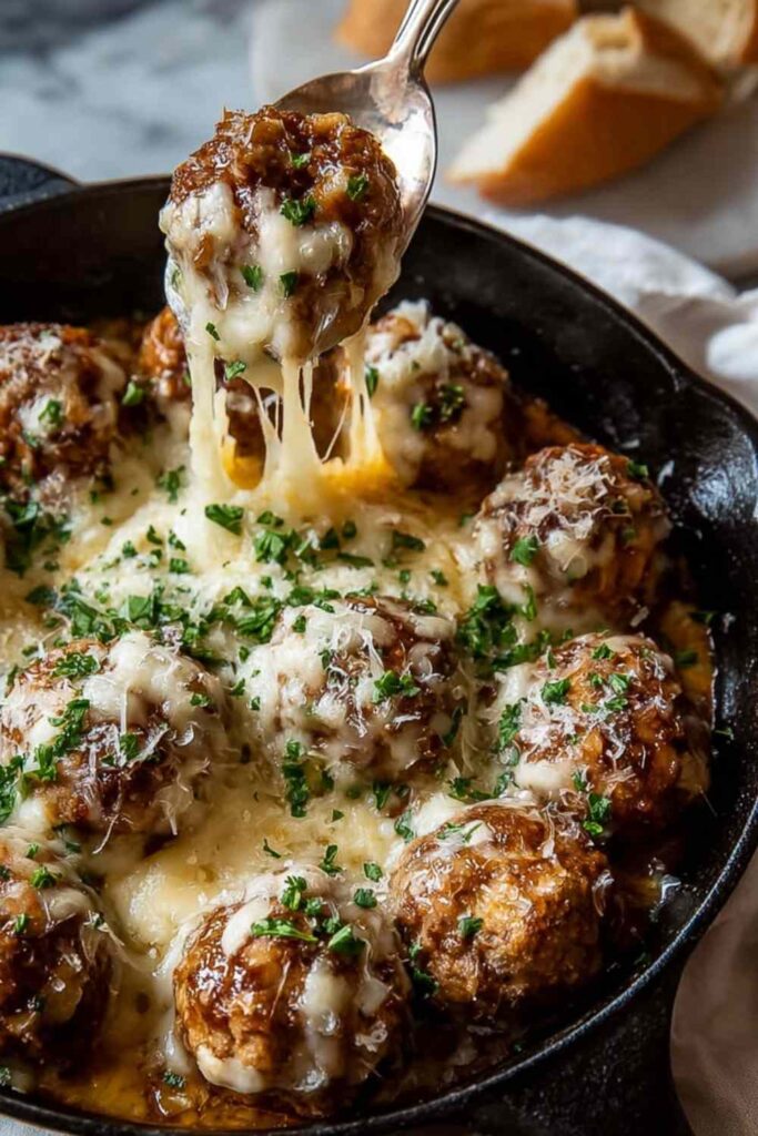Cheesy French Onion Meatballs