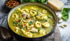Chicken Pesto Tortellini Soup