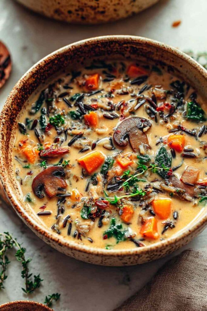 Cozy Autumn Wild Rice Soup 
